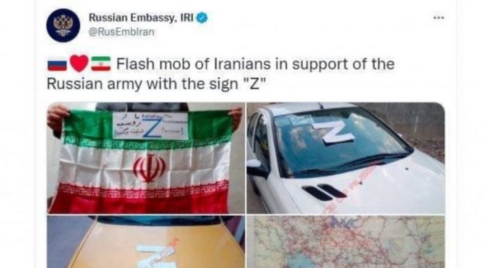 The release of falsified images by the Russian embassy that Iranians supporting the war against Ukraine outraged Iranian people