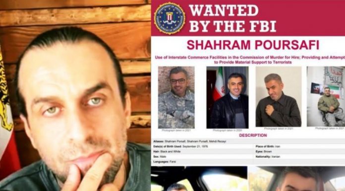 Shahram Poursafi (Mehdi Rezaei), wanted by the FBI, looks for Amir Fakhravar’s address in Houston, Texas